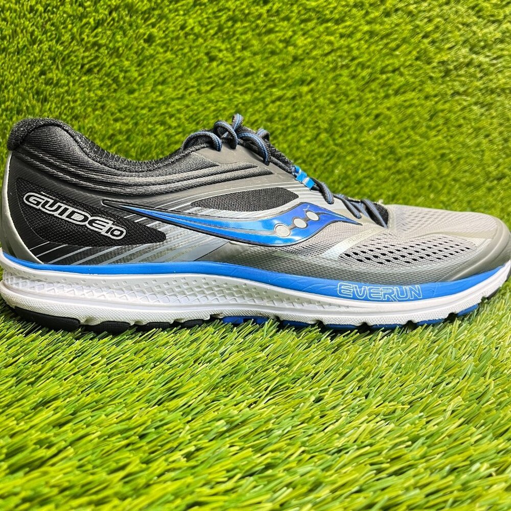 Saucony Guide 10 Mens‎ Size 12E Gray Blue Black Athletic Running Shoes Sneakers
